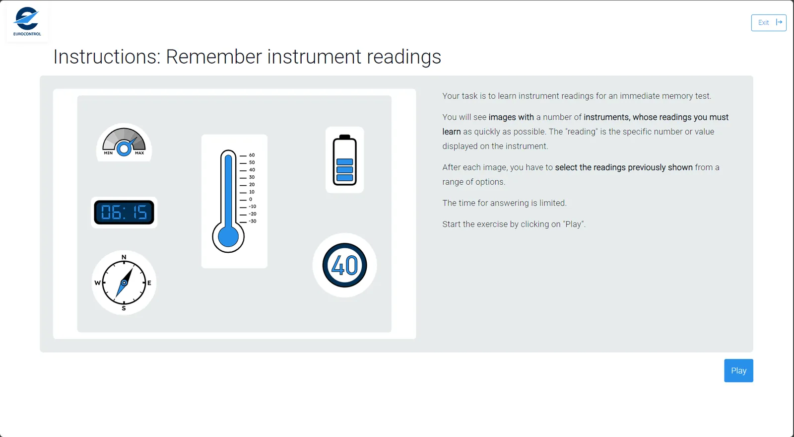 FEAST Training practice test screen